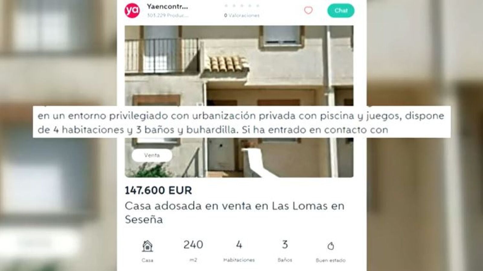 Se vende un chalet con 4 habitaciones, 3 baños y buhardilla por 147.000 euros y... con 'okupas' dentro
