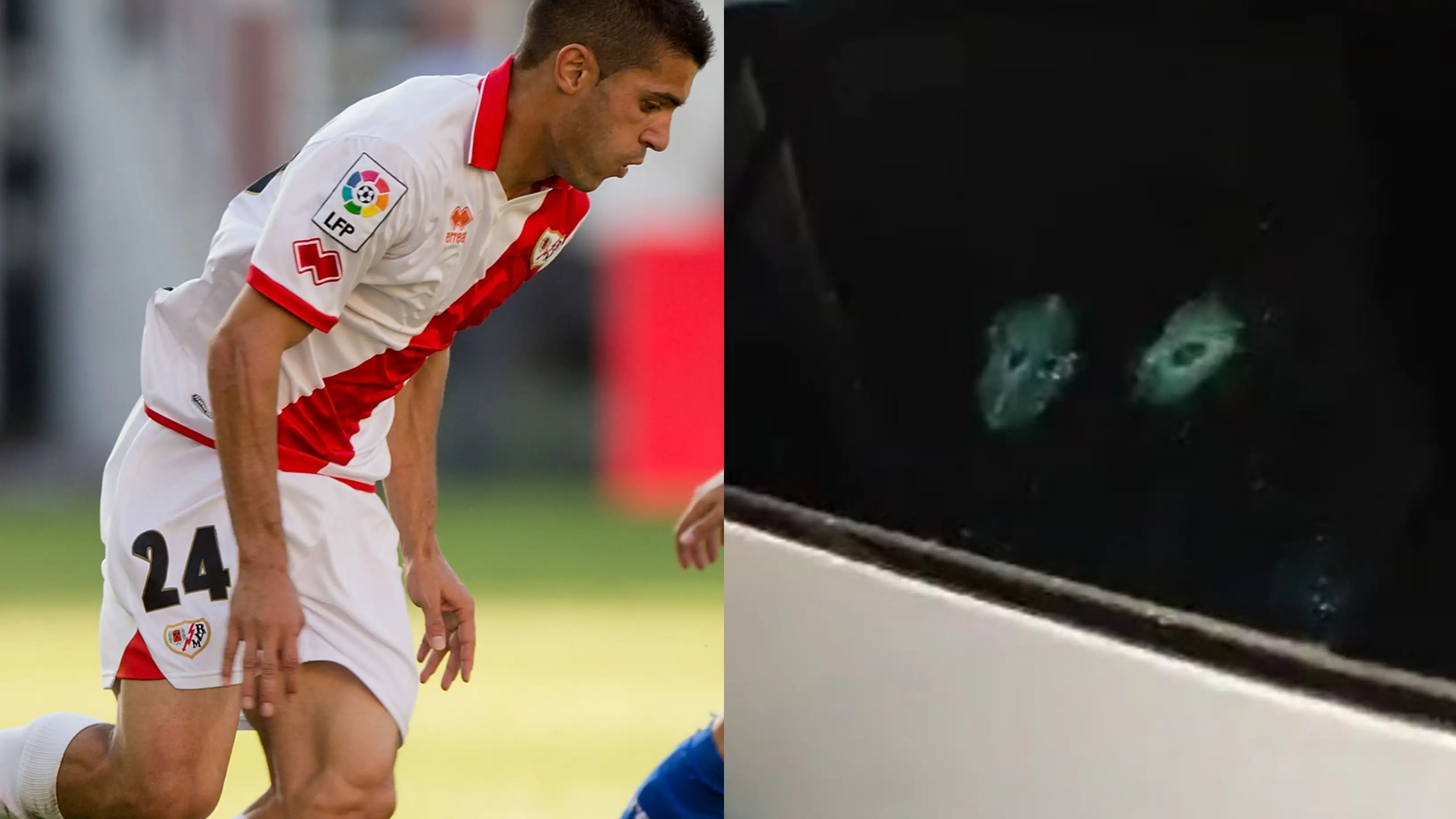 Iago Falque en un partido con el Rayo Vallecano / así quedó su coche tras ser tiroteado en Colombia Iago Falque en un partido con el Rayo Vallecano / así quedó su coche tras ser tiroteado en Colombia