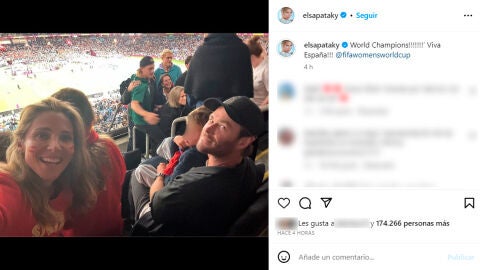 Elsa Pataky y Chris Hemsworth animando a la Selección Española