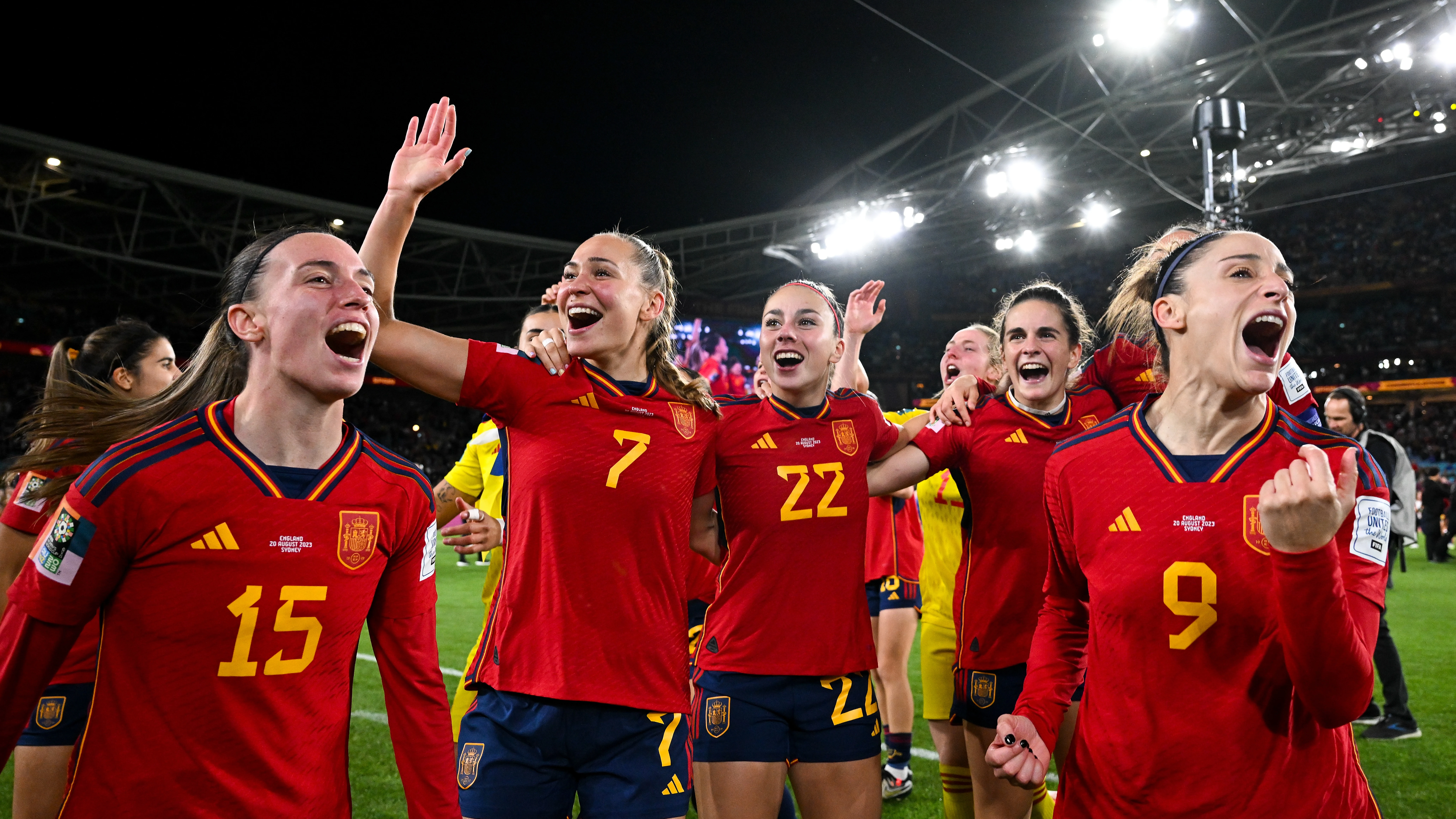 El equipo espa&ntilde;ol celebra el t&iacute;tulo mundial en Australia