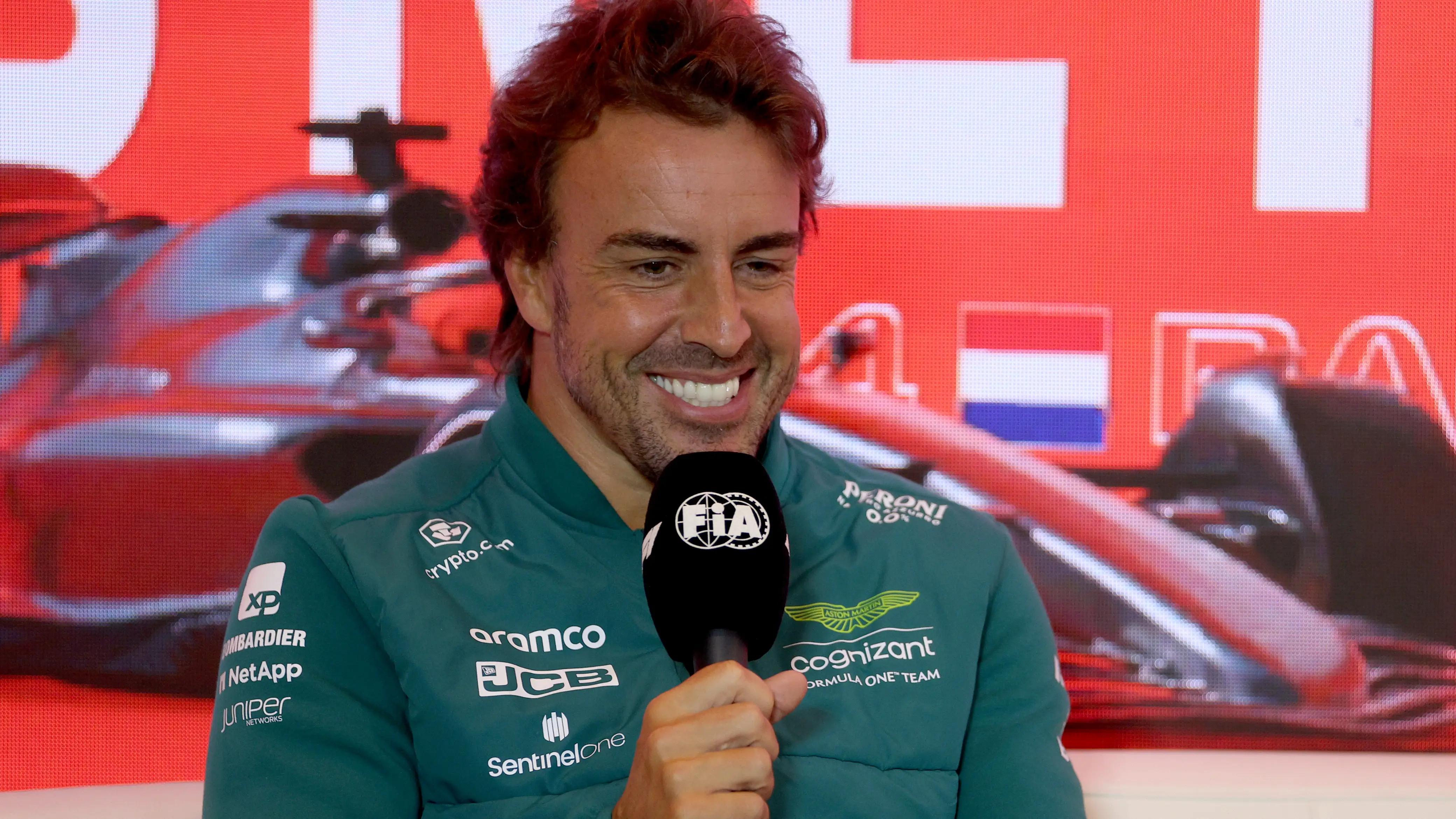Fernando Alonso, pìloto de Aston Martin, durante la rueda de prensa Fernando Alonso, pìloto de Aston Martin, durante la rueda de prensa