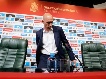El presidente de la RFEF Luis Rubiales durante una rueda de prensa El presidente de la RFEF Luis Rubiales durante una rueda de prensa