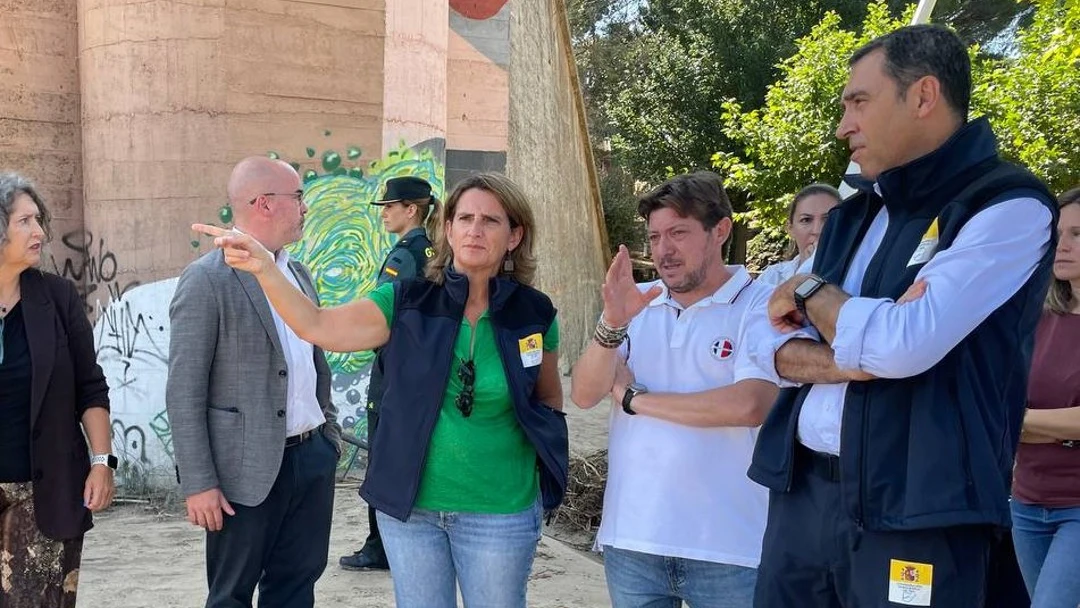 La ministra de Transición Ecológica en funciones, Teresa Ribera, durante su visita a Aldea del Fresno La ministra de Transición Ecológica en funciones, Teresa Ribera, durante su visita a Aldea del Fresno