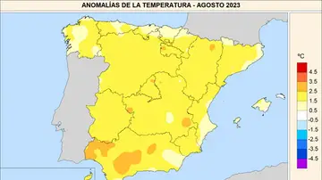 Anomalías de la temperatura - Agosto 2023