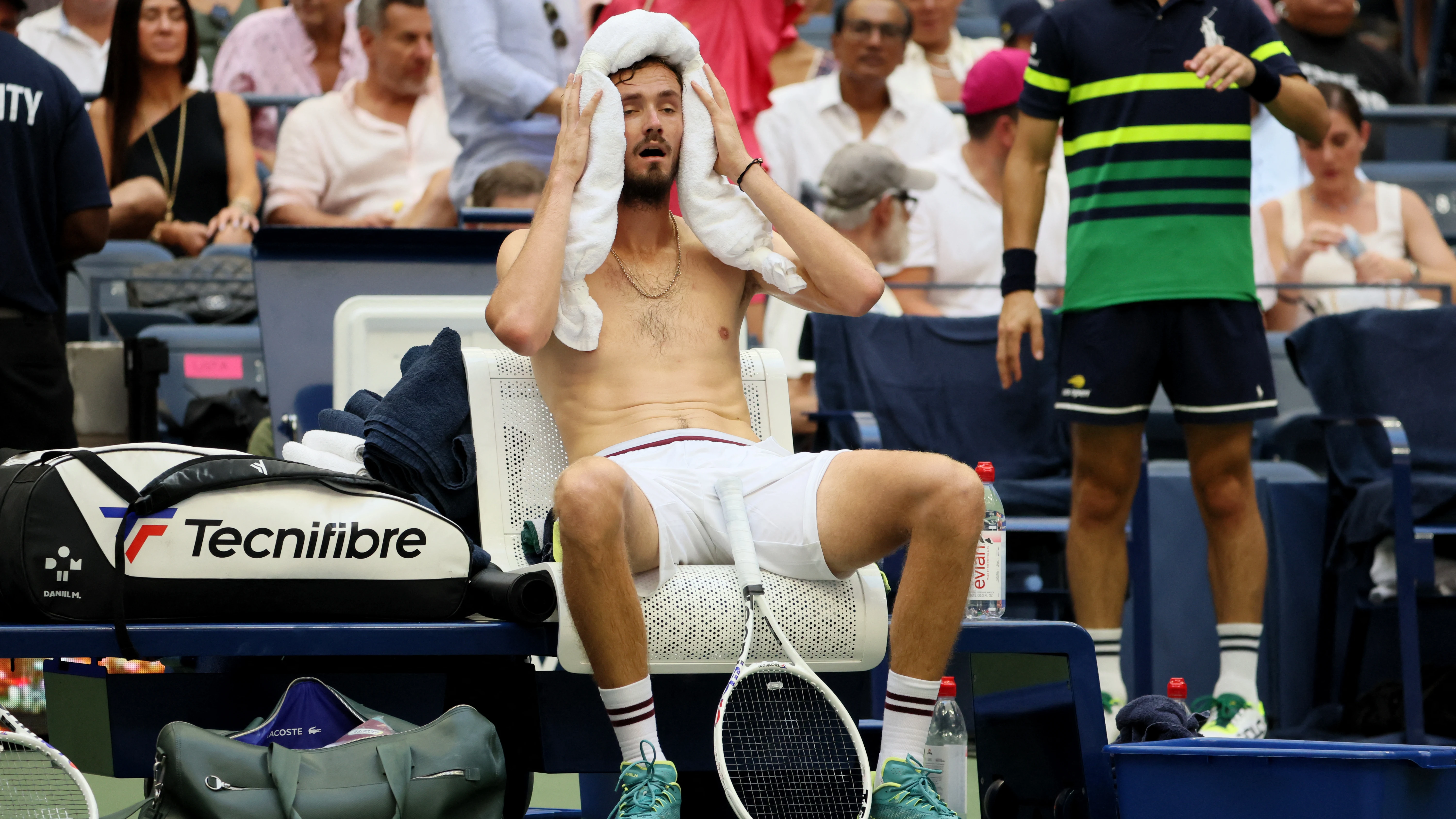 Daniil Medvedev, en un descanso en su partido ante Rublev Daniil Medvedev, en un descanso en su partido ante Rublev