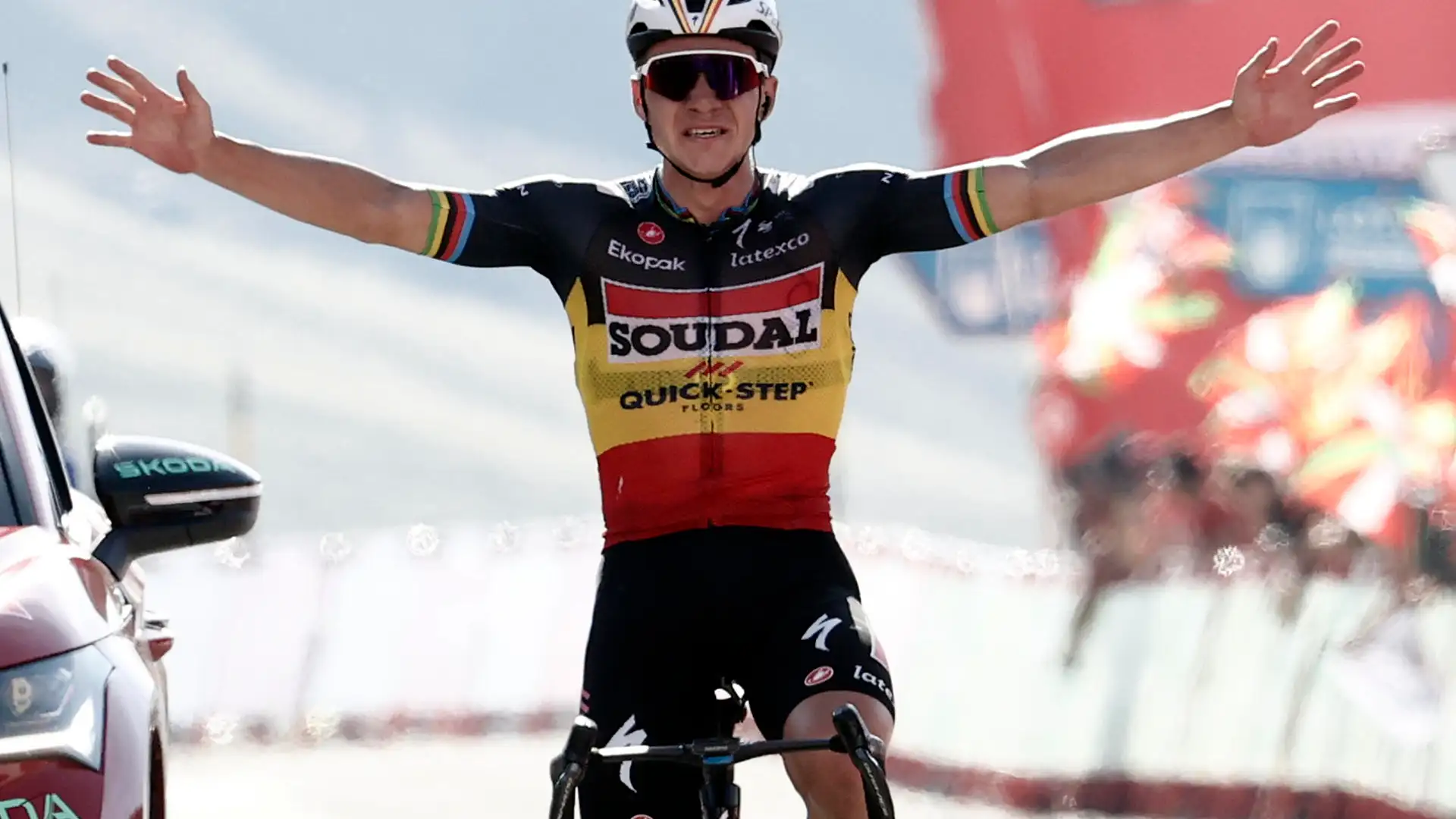 Remco Evenepoel a su llegada a Larra-Belagua