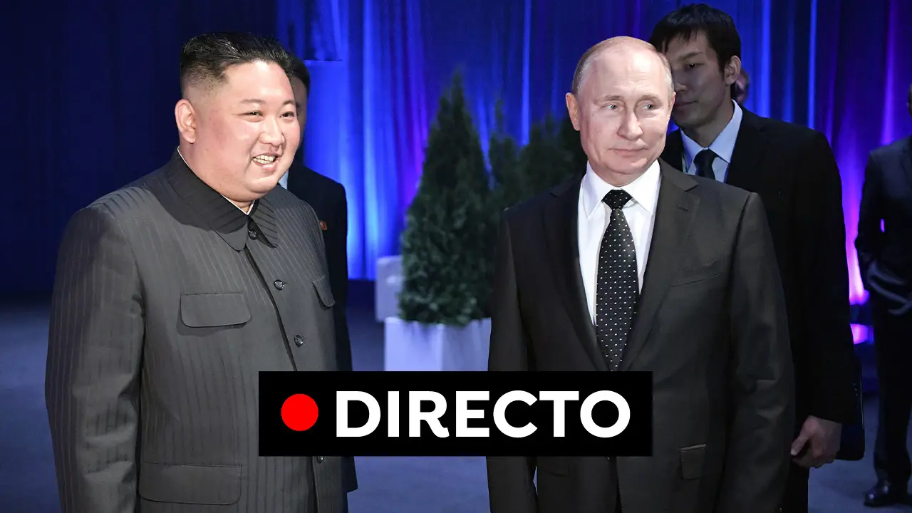 Imagen de archivo del l&iacute;der norcoreano, Kim Jong-un, y del presidente ruso, Vlad&iacute;mir Putin