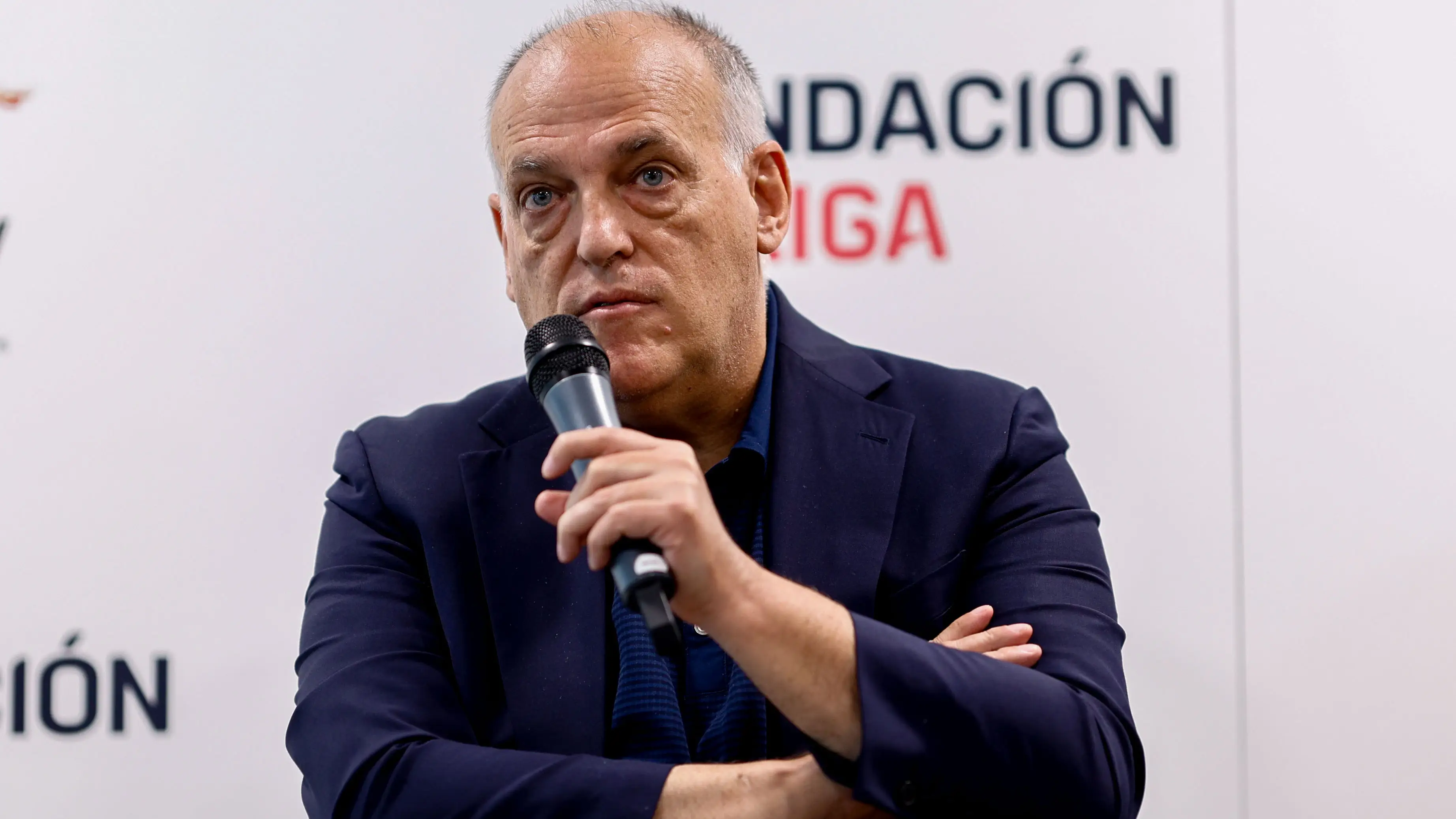Javier Tebas en el acto de presentación de la firma del acuerdo entre LALIGA y la FEAFV Javier Tebas en el acto de presentación de la firma del acuerdo entre LALIGA y la FEAFV