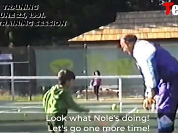 Novak Djokovic en su primer entrenamiento con 4 años
