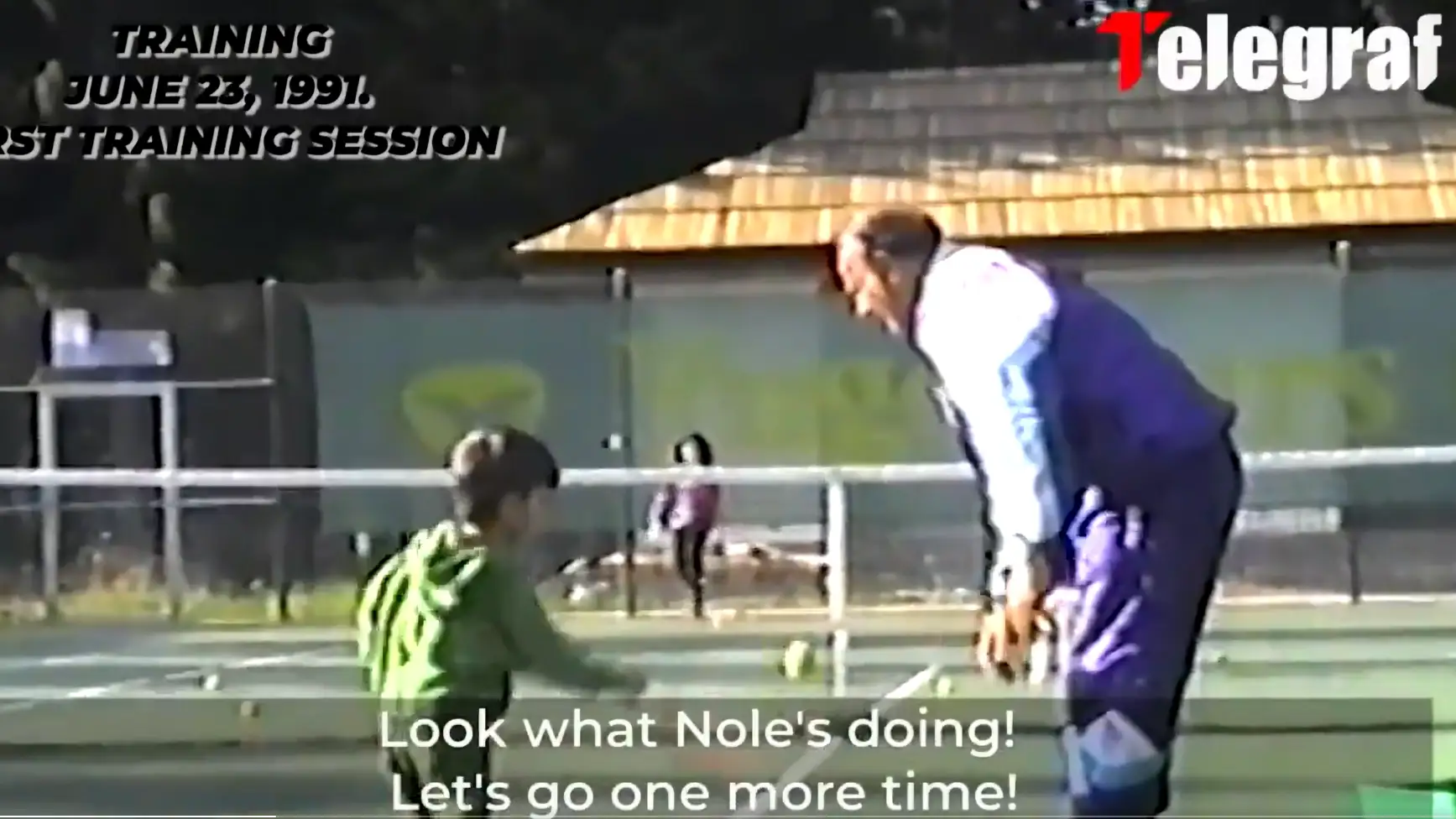 Novak Djokovic en su primer entrenamiento con 4 años Novak Djokovic en su primer entrenamiento con 4 años