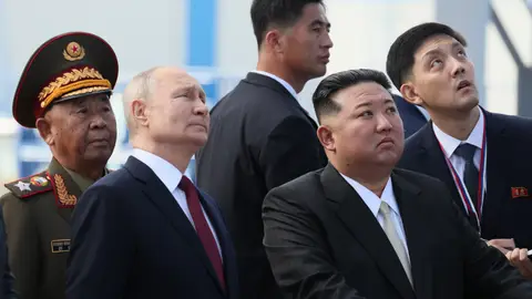 Vladimir Putin y Kim Jong-un en Blagoveschensk, Rusia