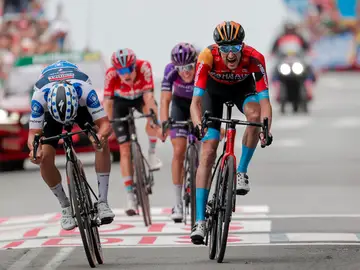 Wout Poels celebra su triunfo en Guadarrama Wout Poels celebra su triunfo en Guadarrama