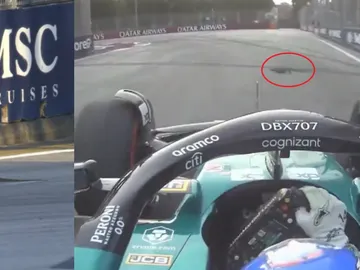 Fernando Alonso, en el momento de atropellar un lagarto en Marina Bay Fernando Alonso, en el momento de atropellar un lagarto en Marina Bay