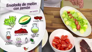 Ingredientes ensalada de melón con jamón