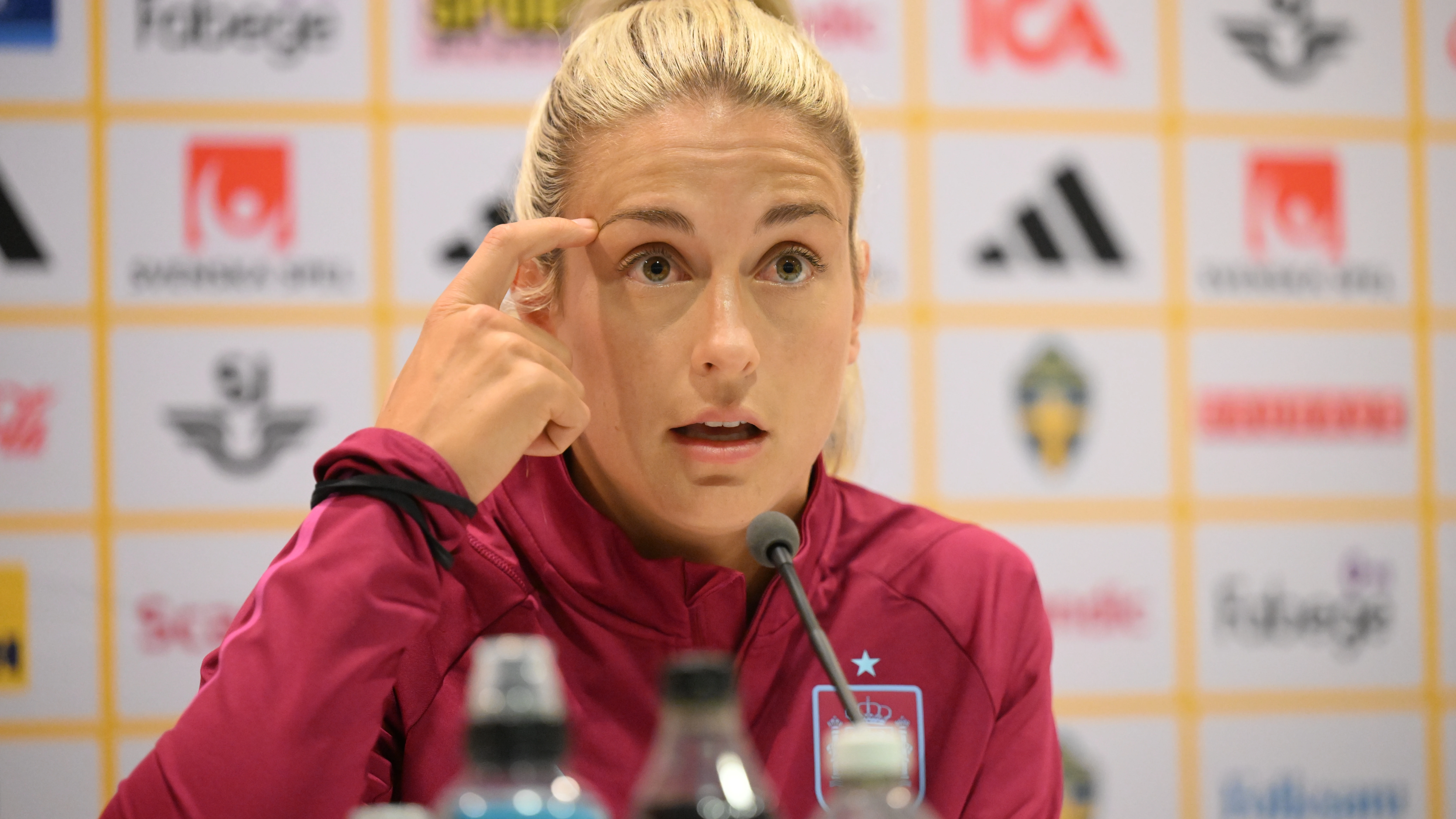 Alexia Putellas en la rueda de prensa de este jueves en G&ouml;teborg, Suecia 