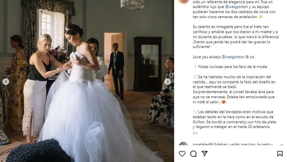 Tamara Falcó probándose su vestido de novia