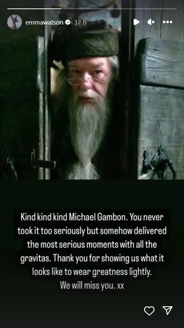 Emma Watson se despide de Michael Gambon tras la muerte de su Dumbledore en Harry Potter Emma Watson se despide de Michael Gambon tras la muerte de su Dumbledore en Harry Potter