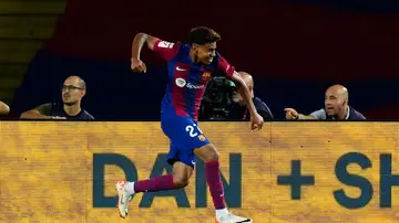 Lamine Yamal celebra un gol con el FC Barcelona