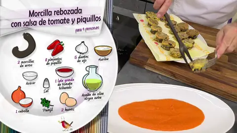 Ingredientes morcilla rebozada con salsa de tomate y piquillos Ingredientes morcilla rebozada con salsa de tomate y piquillos