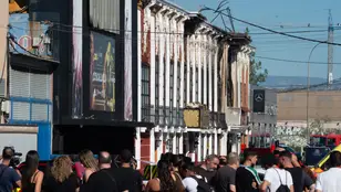Vista de las discotecas afectadas tras el incendio