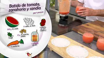 Ingredientes batido de tomate, zanahoria y sandía