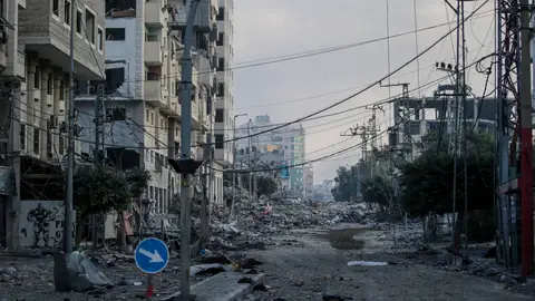 Calle de Gaza bombardeada Calle de Gaza bombardeada