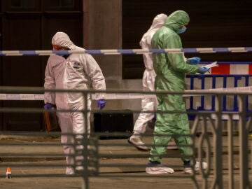 Varios forenses rastrean el lugar dónde ha tenido lugar el asesinato de dos hinchas suecos