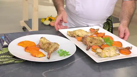 Conejo con boniato al horno Conejo con boniato al horno