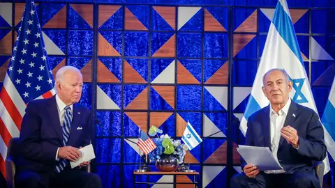 El presidente estadounidense Joe Biden y el primer ministro israelí Benjamin Netanyahu El presidente estadounidense Joe Biden y el primer ministro israelí Benjamin Netanyahu