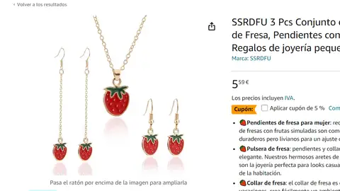 Pendientes y collar de fresa Pendientes y collar de fresa