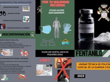 Tríptico de la Guardia Civil con recomendaciones para la manipulación de fentanilo