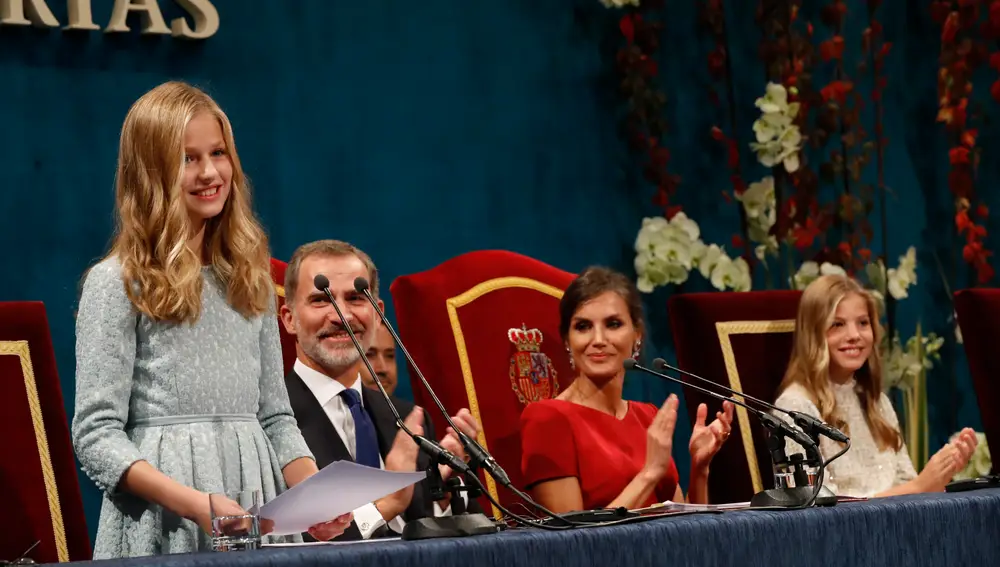 La princesa Leonor pronunciando su primer discurso en los Premios Princesa de Asturias