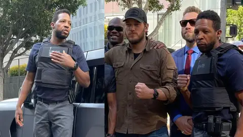 Cedric Jones y Chris Pratt en el set de The Terminal List Cedric Jones y Chris Pratt en el set de The Terminal List