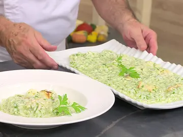 Risotto de rape con pesto de perejil y almendras Risotto de rape con pesto de perejil y almendras
