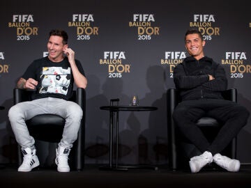 Leo Messi y Cristiano Ronaldo en la previa de la Gala del Balón de Oro 2015