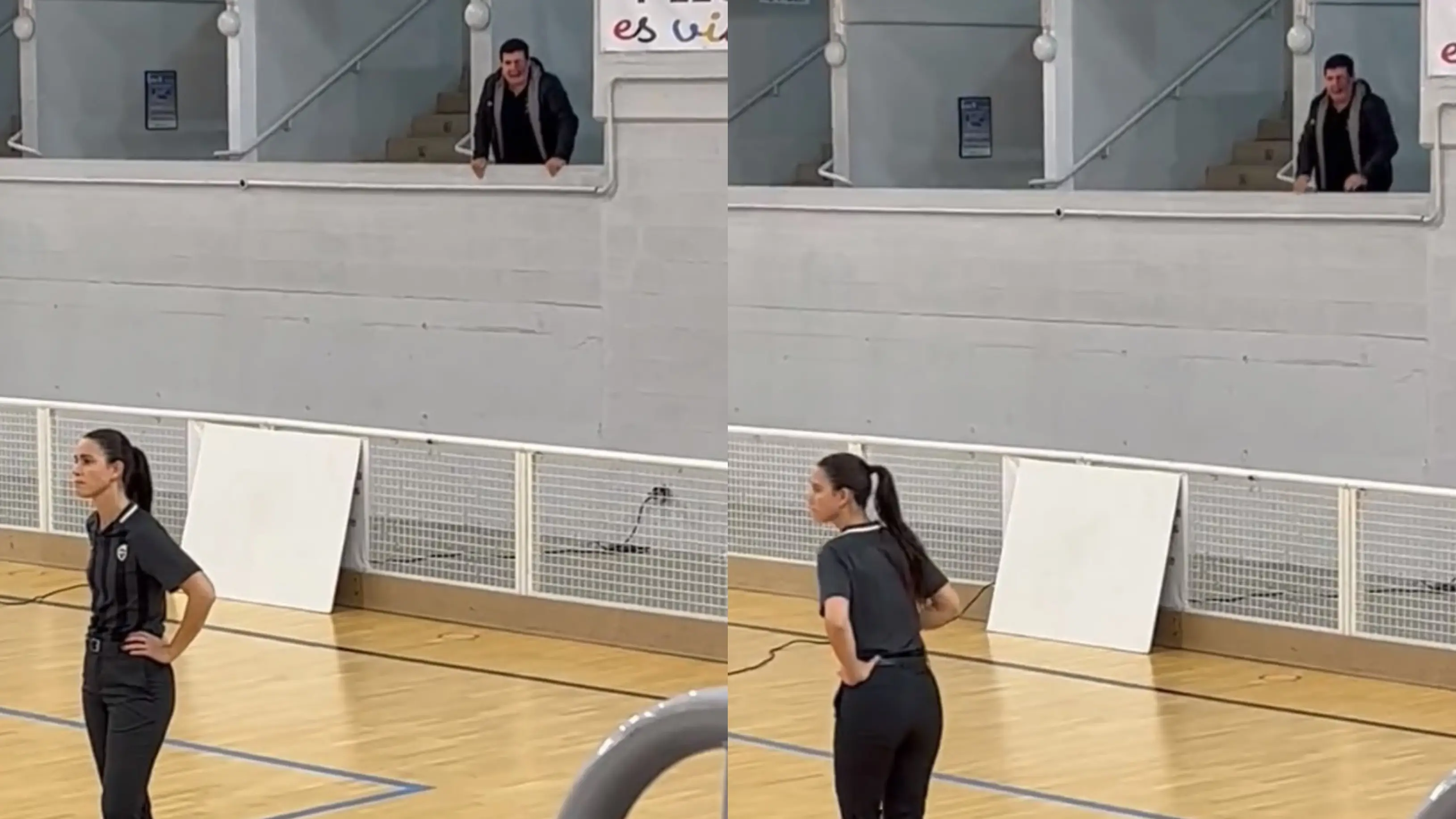 Momento de los insultos a Paula Lerma en el Bembibre Arena Momento de los insultos a Paula Lerma en el Bembibre Arena