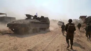 Miembros de las Fuerzas de Defensa de Israel en el norte de Gaza