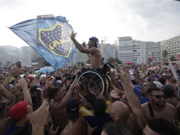 Aficionados de Boca Juniors en Copacabana, Río de Janeiro