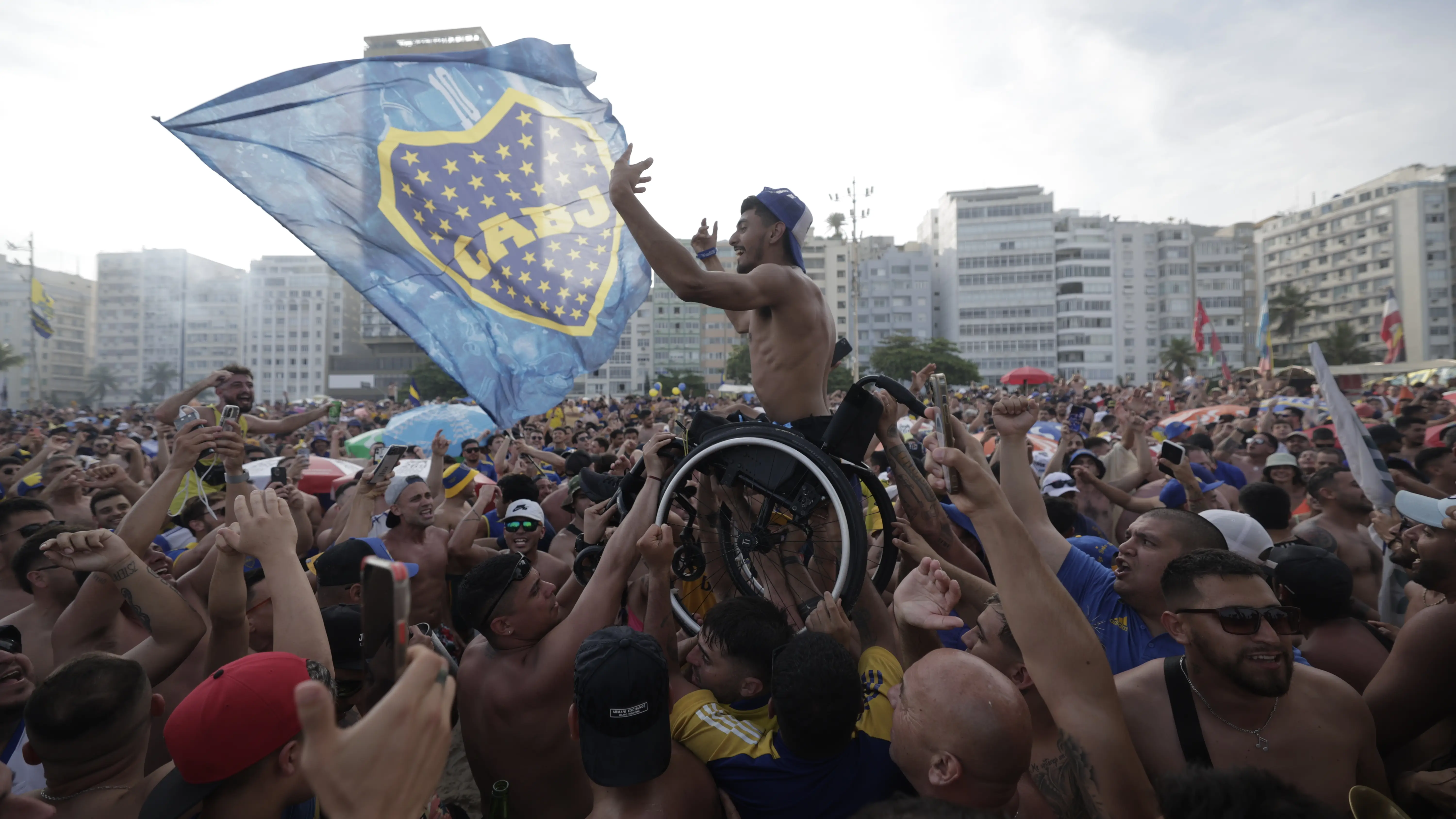 Aficionados de Boca Juniors en Copacabana, R&iacute;o de Janeiro