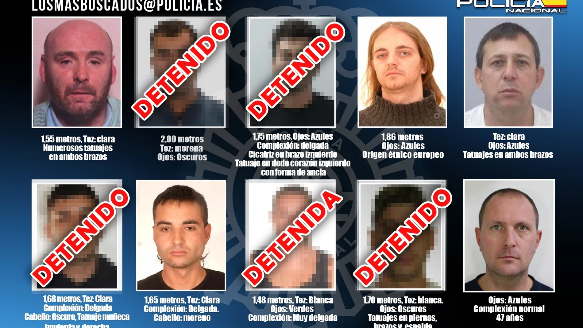 Cartel de la Policía con &#39;Los diez más buscados&#39; en España
