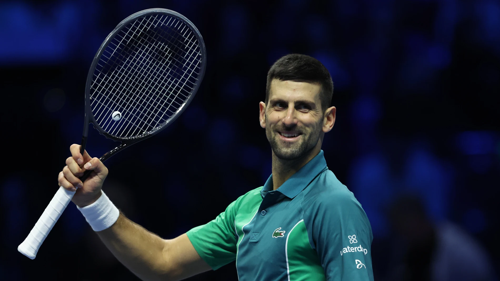Nova Djokovic celebra su triunfo ante Rune en las ATP Finals 2023