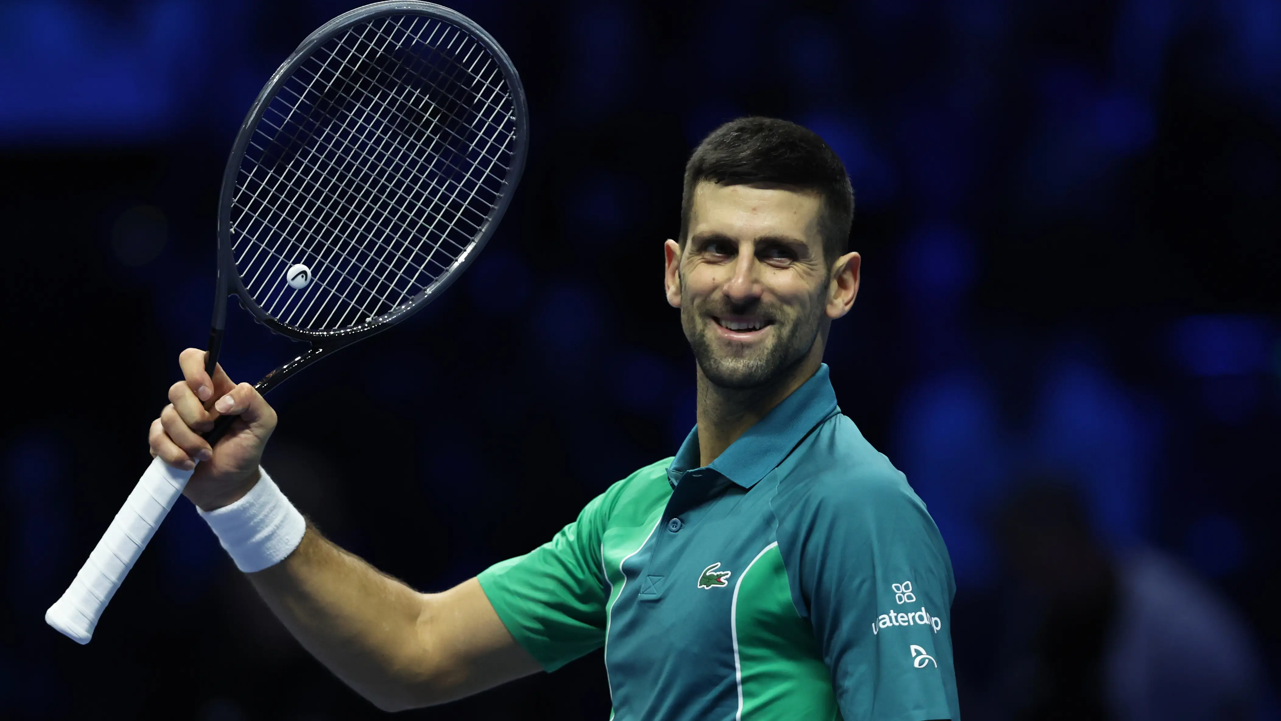 Nova Djokovic celebra su triunfo ante Rune en las ATP Finals 2023 Nova Djokovic celebra su triunfo ante Rune en las ATP Finals 2023