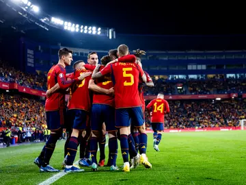Los jugadores de España celebran un gol ante Georgia Los jugadores de España celebran un gol ante Georgia