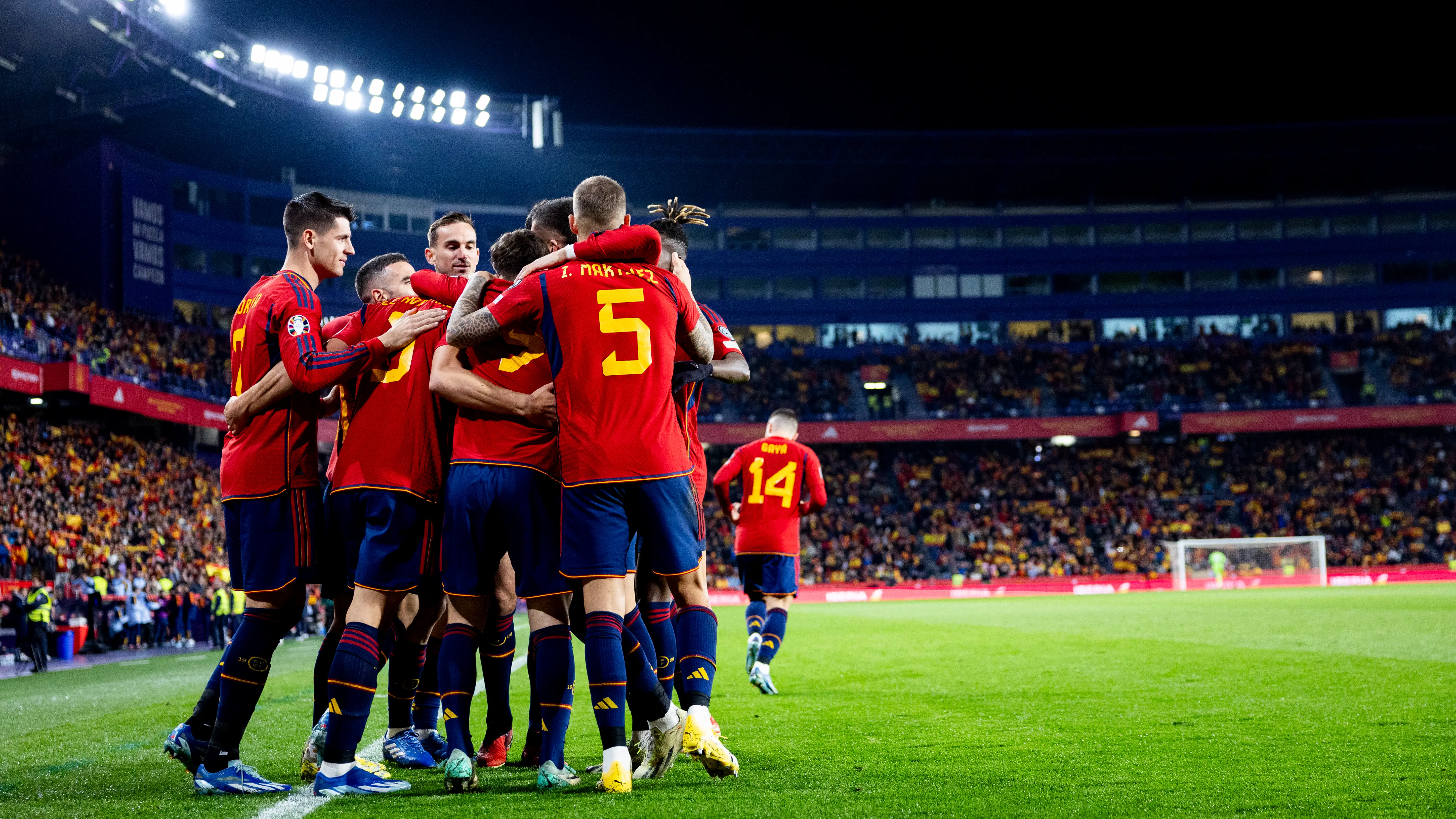 Los jugadores de España celebran un gol ante Georgia Los jugadores de España celebran un gol ante Georgia
