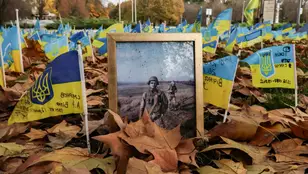 Memorial por los soldados ucranianos caídos en combate.