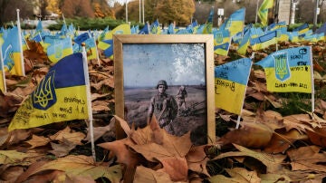 Memorial por los soldados ucranianos caídos en combate.