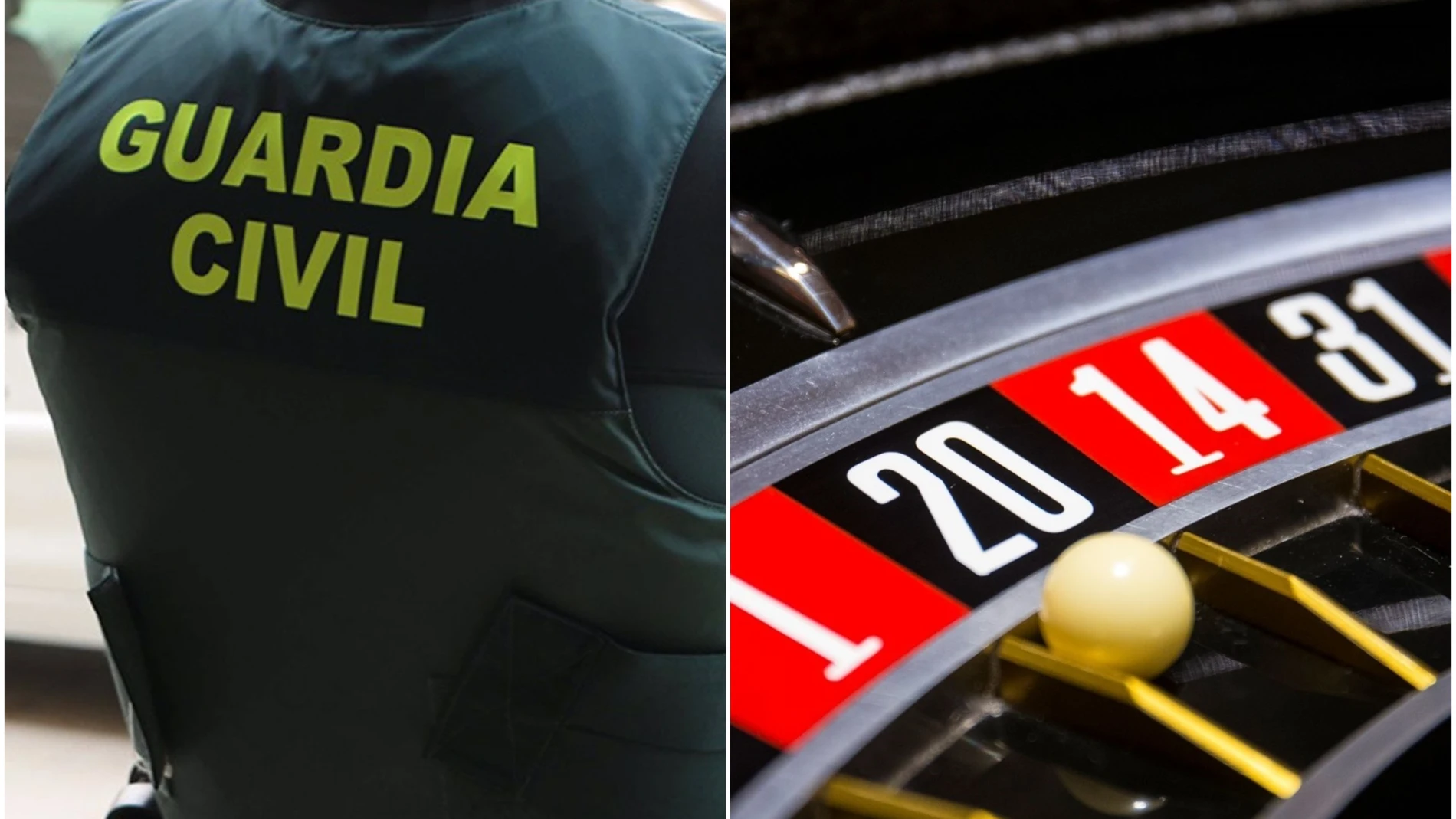 Imagen de archivo de un guardia civil junto a una ruleta Imagen de archivo de un guardia civil junto a una ruleta