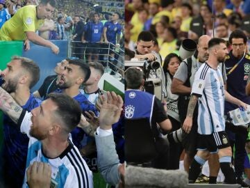 Leo Messi trata de mediar en mitad de la batalla en Maracaná