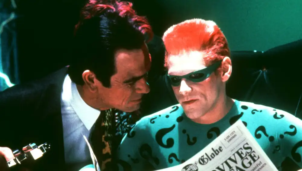 Jim Carrey y Tommy Lee Jones en Batman Forever