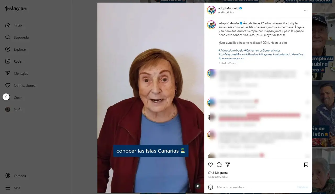 Ángela de 97 años cumple su sueño de viajar a Canarias gracias a Adopta a un abuelo